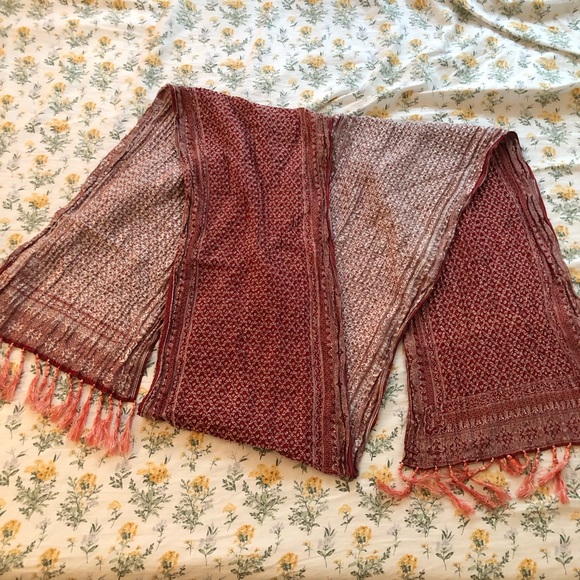 pashmina Accessories - Red Silk Scarf Shawl Wrap